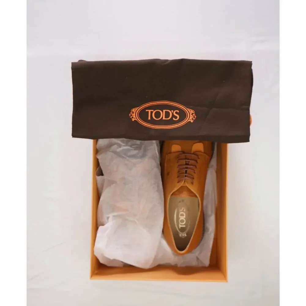 $985 TOD'S - Cognac Brown Pebble Leather Derby - US 9 (UK8)